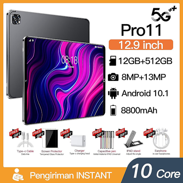 Pro11 12gbram + 512gbrom 12,9 tum Android OS 12.0 Black