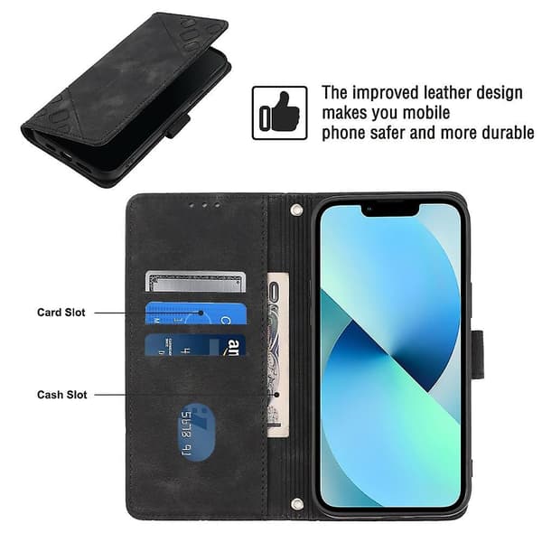 Hudkänsla PU- case för iPhone 15 Black