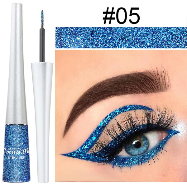 Cmaadu 16 förpackningar med färgglada glitter glitterpulver eyeliner paljett Flash eyeliner flytande null none