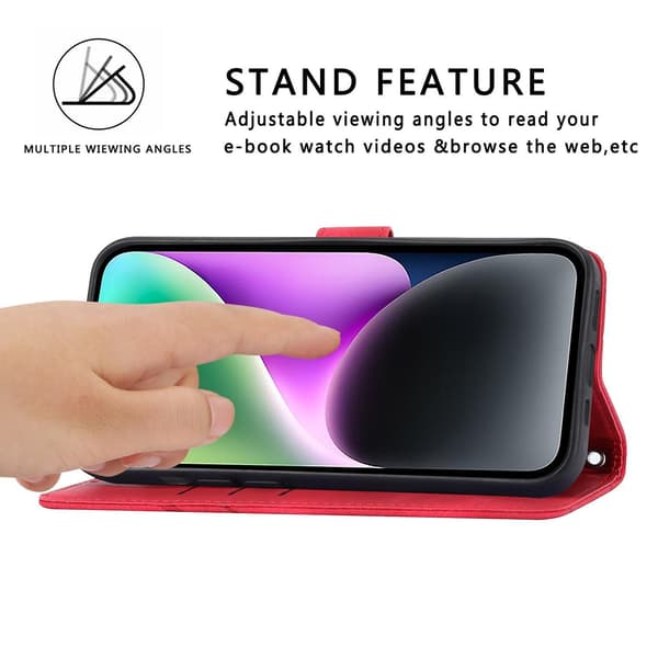 Case med präglat linje för iPhone 15 Red