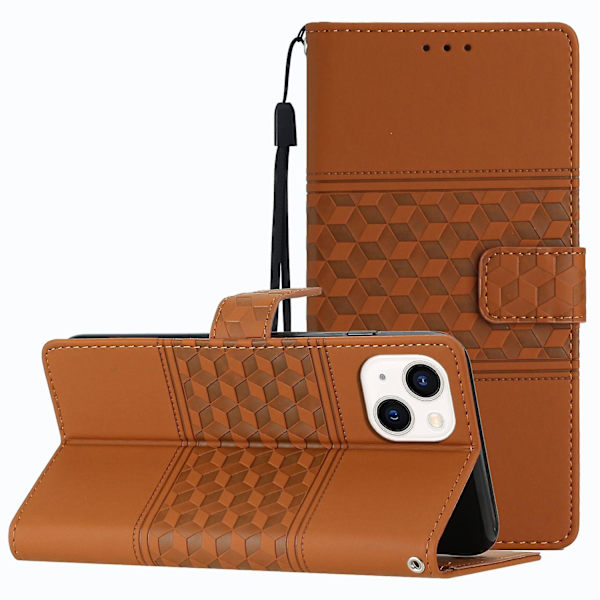 Diamantpräglat case för iPhone 15 Plus Brown