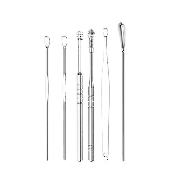 6 delars set i rostfritt stål Spiral Spring Ear Pick Cleaner null none