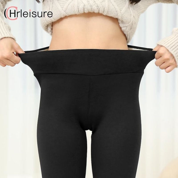 CHRLEISURE Varma vinterleggings Kvinnor håller hög midja Sammet Casual Kvinnor Leggins Tjocka Thermal Leggings Kvinnor Black XL