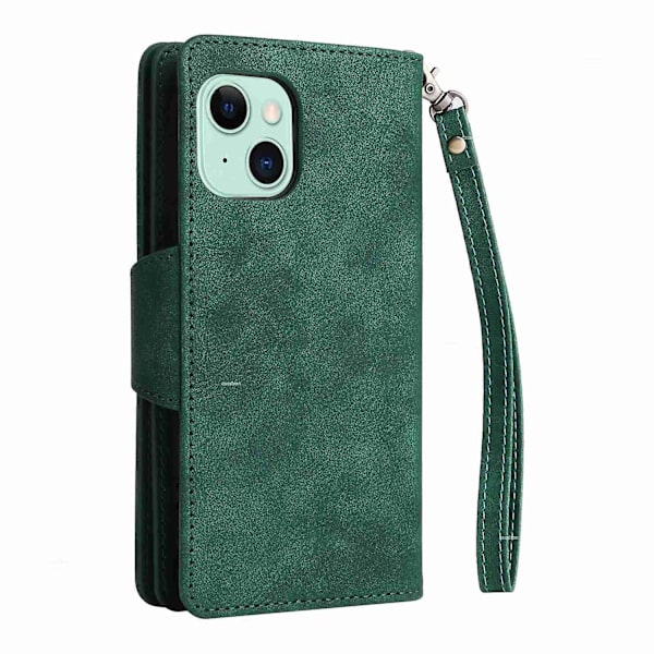 Phone case i läder för iPhone 15 Green