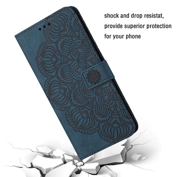 Mandala-präglat case till iPhone 15 Pro Blue