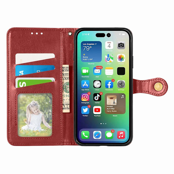Enfärgat case med spänne för iPhone 15 Red