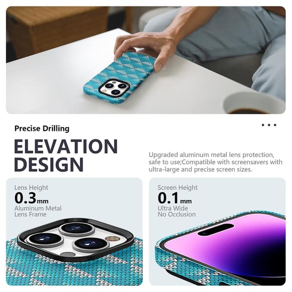 Textile Texture Matt Case för iPhone 15 Pro Light blue