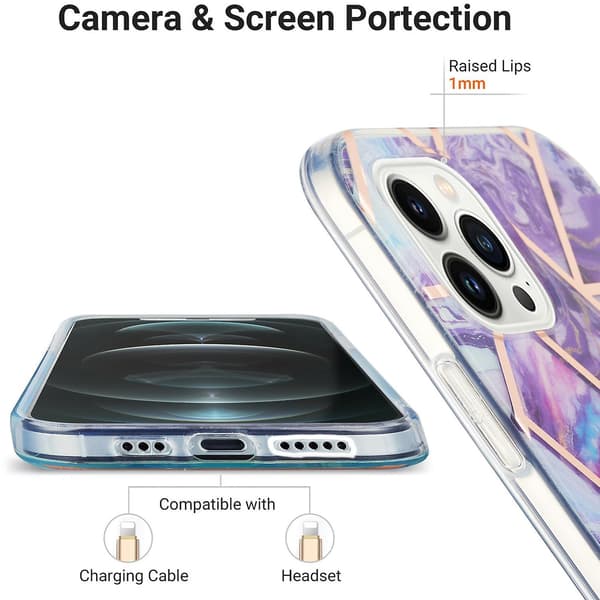 Marble TPU- case för iPhone 15 Pro Max Dark purple