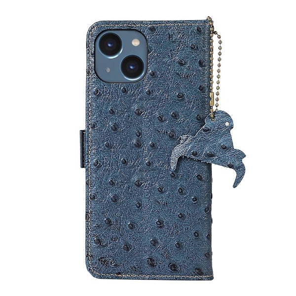 Strutsmönster RFID phone case för iPhone 15 Blue