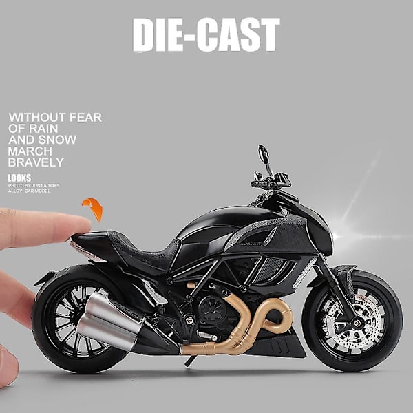 1 12 Ducati Diavel kolröd formgjutna fordon Samlarobjekt Hobbyer Motorcykelmodell Leksaker Födelsedagspresent till barn Red black with box