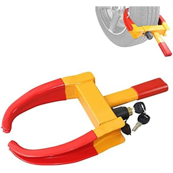 KAYCENTOP Hjulklämlås Universal Säkerhet Däcklås Stöldskydd Låsanordningar Justerbar längd Passar de flesta fordon för släp SUV Båt 1pcs Red\/yellow