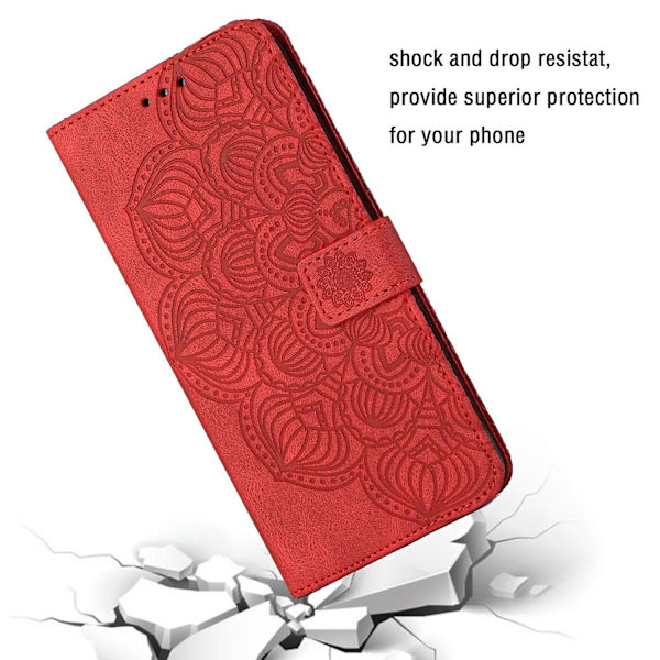 Mandala-präglat case till iPhone 15 Plus Red
