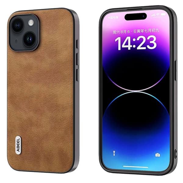 ABEEL Retro Litchi Texture Case för iPhone 15 Blue