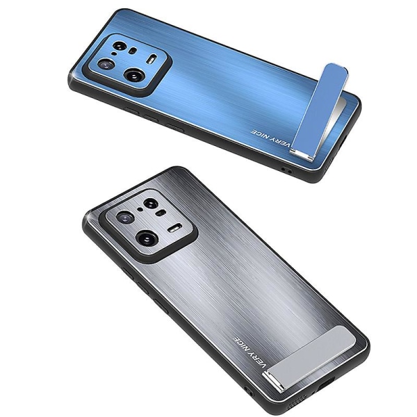 För Xiaomi 13 Pro 5g Borstad Phone case Med Kickstand Aluminiumlegering Baksida TPU cover Blue