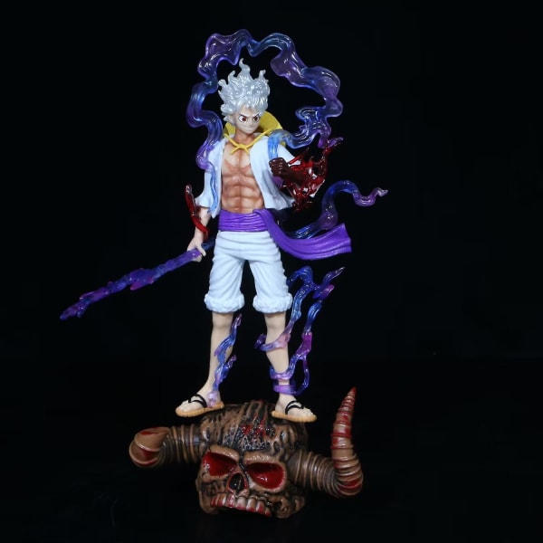 One Piece Luffy Gear 5 Anime Figur Sun God Nika 17cm Pvc Action Staty Staty Samlarobjekt Modell Dockleksaker För Barn Present C with box 24cm