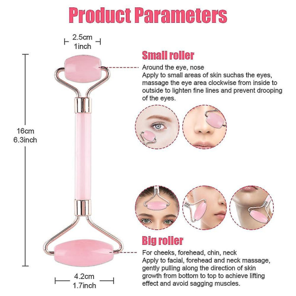 Natural Rose Resin Roller Gua Sha Set Guasha Scraper Ansiktsrulle Massager Ansiktslyft Bantning null none