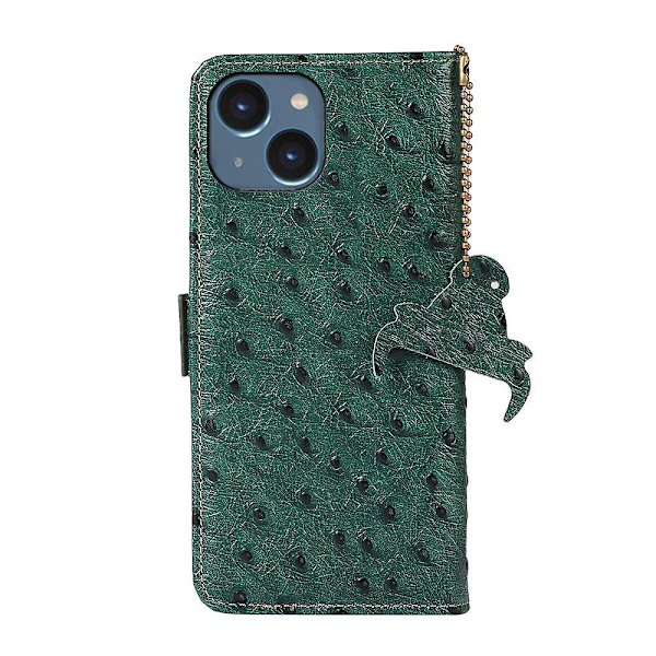 Strutsmönster RFID phone case för iPhone 15 Green