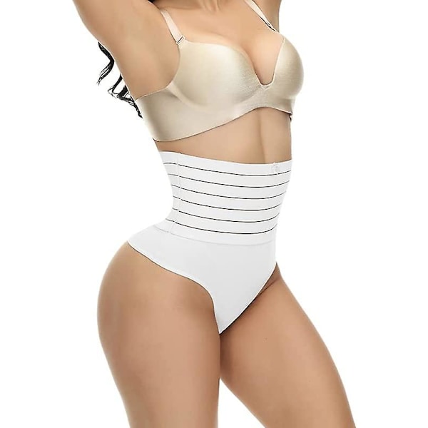 String Gainant Femme Culotte Gainante Thong Gaine Amincissante Taille Haute Trosa Invisible Minceur Ventre Plat Culotte Sculptante Shapewear White M