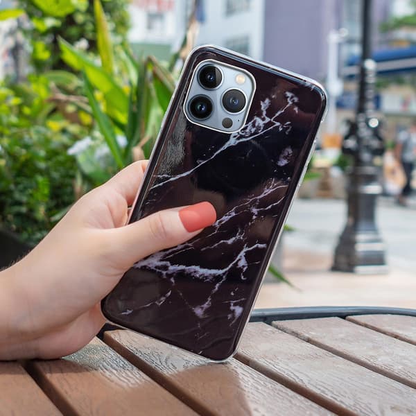 Marble TPU phone case för iPhone 15 Pro Black