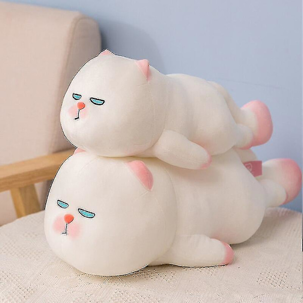 Katt Plyschleksak Söt Vit Katt Mjuk Docka Gosedjur Barnleksaker Kattkudde Baby Barn Födelsedag Julklapp 45cm