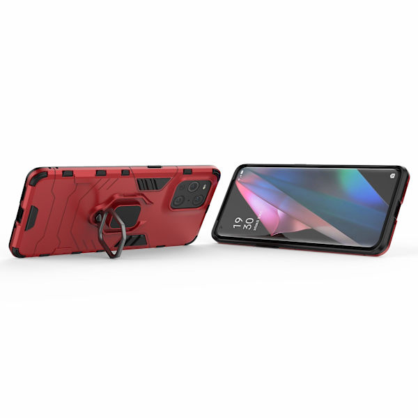 Cool Guard Pc + Tpu Combo Kickstand Hybrid Phone Cover Case för Oppo Find X3/x3 Pro Red