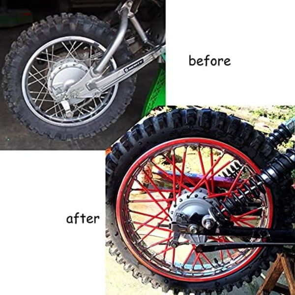 Universal Cykel Cykel Ekerskydd - 72st Motorcykel Rullstol Hjul Eker Wraps, Dirt Bike Eker Skin, Pipe Trim för 8&#34;-21&#34; Spok red