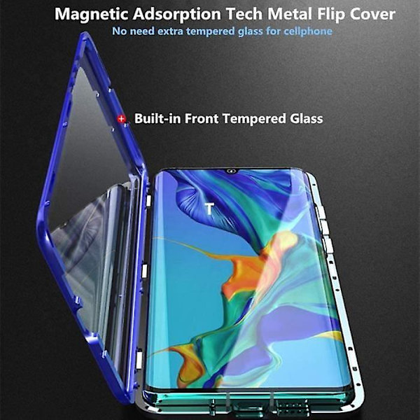 Huawei P30 Lite Case Magnetisk Adsorption Stötsäker 360 graders dubbelt haptiskt skydd Transparent härdat glas Mycket Miaq null none