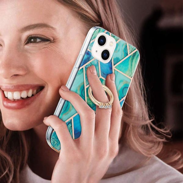 TPU- case med skarvmarmormönster för iPhone 15 Green