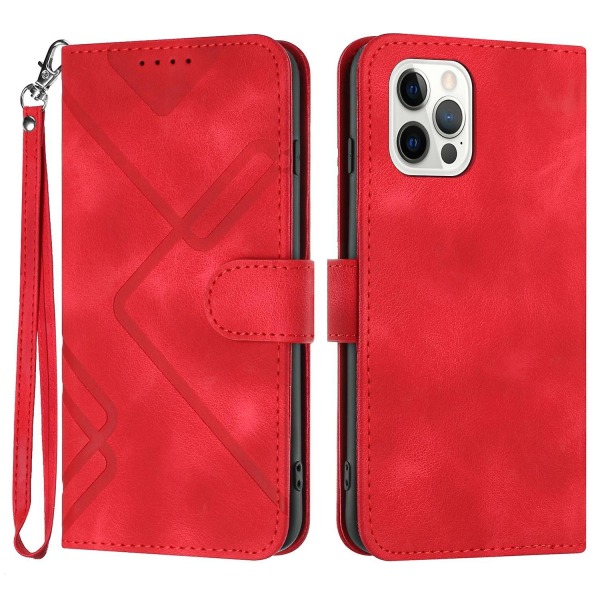 Line Pattern PU case för iPhone 15 Pro Red