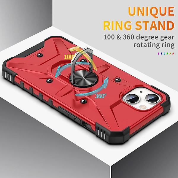 För iPhone 15 Plus Ring Hållare Phone case Red