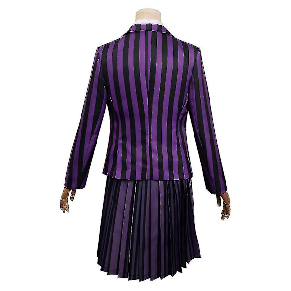 Vuxna Barn Flickor Onsdag Addams Enid Skoluniform Cosplay Dräkt Lila kjol För Kvinnor Flickor Halloween Karneval Festdräkt L none