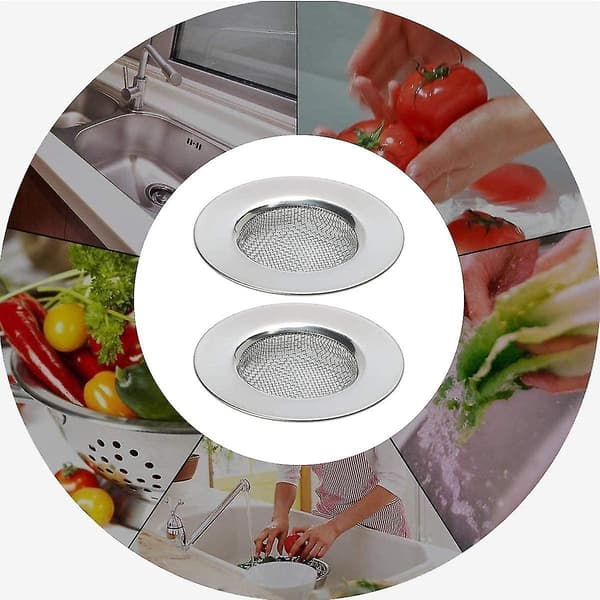 Ny set med 2 avloppssilar för diskbänk i rostfritt stål, silver null none