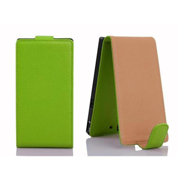 Sony Xperia M2 / M2 AQUA Hülle Handy Cover Flip Case Etui - med texturerad yta APPLE GREEN Xperia M2 / M2 AQUA