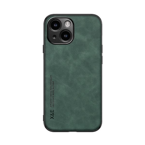 Magnetisk läderbaksida phone case för iPhone 15 Green