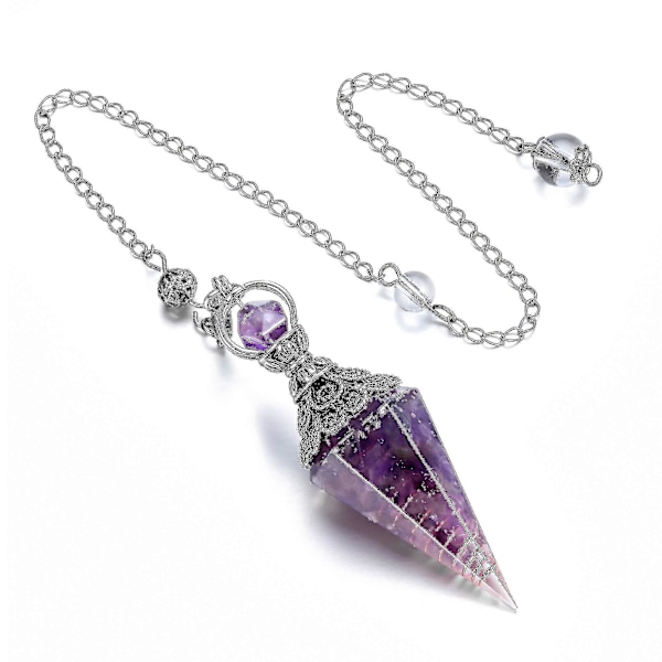 Chakra Crystal Pendel Hexagonal Reiki Healing Crystal Points Ädelsten Dowsing Pendel för spådom Scrying Wicca Amethyst