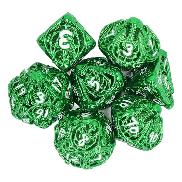 7st ihåliga metalltärningar Set Vuxen Holiday Party Brädspel Polyhedriska tärningar för rollspel Green