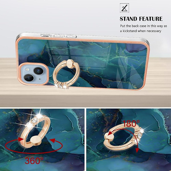 Marble IMD TPU- case för iPhone 15 Plus Green