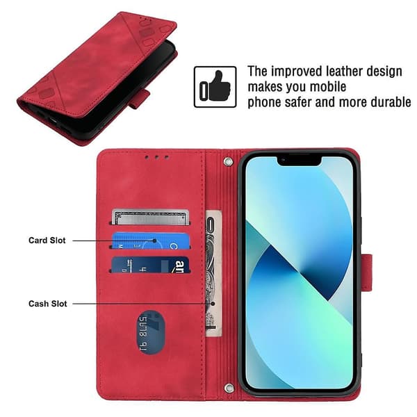 Hudkänsla PU- case för iPhone 15 Red