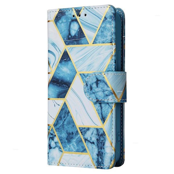 Marble Bronzing Läder Phone case för iPhone 15 Blue