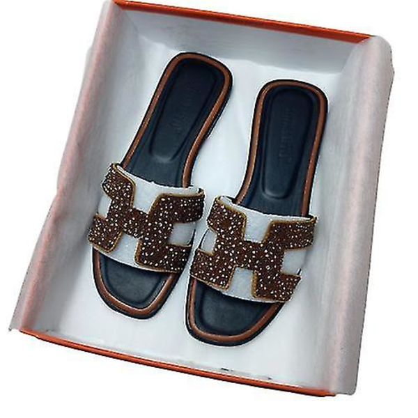 Dam sommartofflor, ytterkläder, all-match flip-flops, strand platta sandaler och tofflor GREY EU 41
