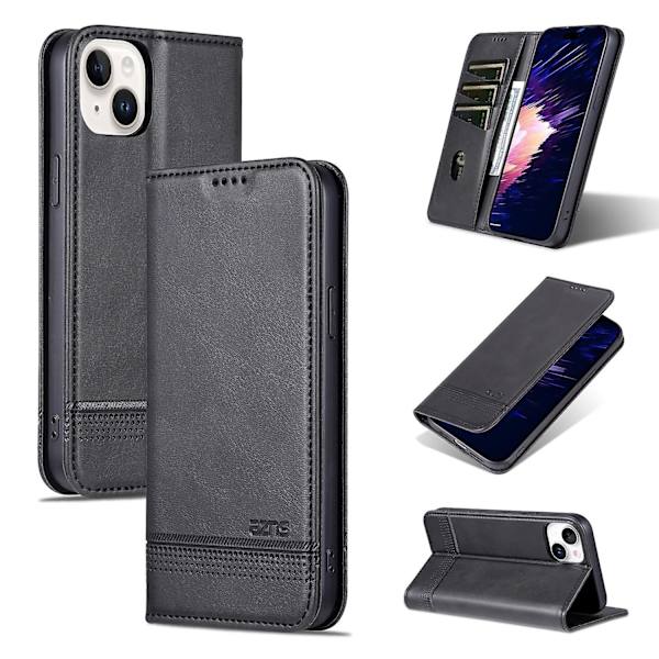 AZNS Calf PU case för iPhone 15 Plus Black