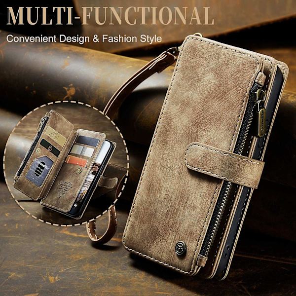 Multifunktionellt case för iPhone 15 Plus Brown