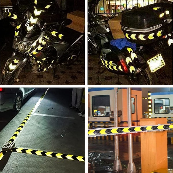 Vattentät reflekterande tejp Synlighet Varningstejp 5cm*10m fot för bil, lastbil, skräddare, svart och gul Baobao null none