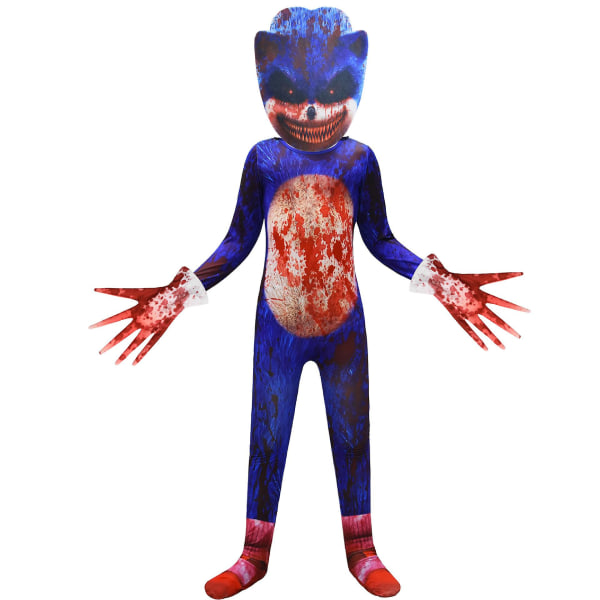 Sonic Halloween Cosplay kostym för barn tecknad Jumpsuit Party Outfit 11-12 Years