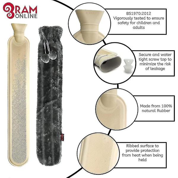 Ram Extra lång varmvattenflaska mot ryggsmärta Varmvattenflaska 72 cm, grå, 1 antal (pack om 1), 5060459951211 null none