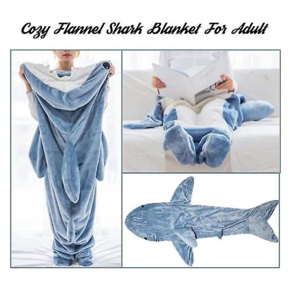 Shark Sovsäck Shark Blanket Hoodie Vuxen - Shark Onesie Adult Bärbar filt - Shark Filt Super Soft Mysig Flanell Hoodie Shark Sle XXL