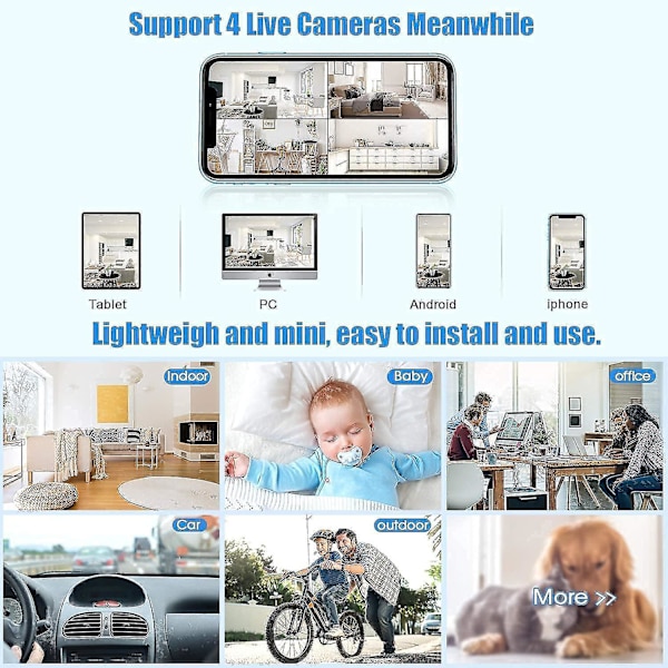 Kamera, Minikamera, Kamera Smart Hd Wifi Trådlös Night Vision Övervakningskamera Hem Utomhus Fjärrövervakning null none