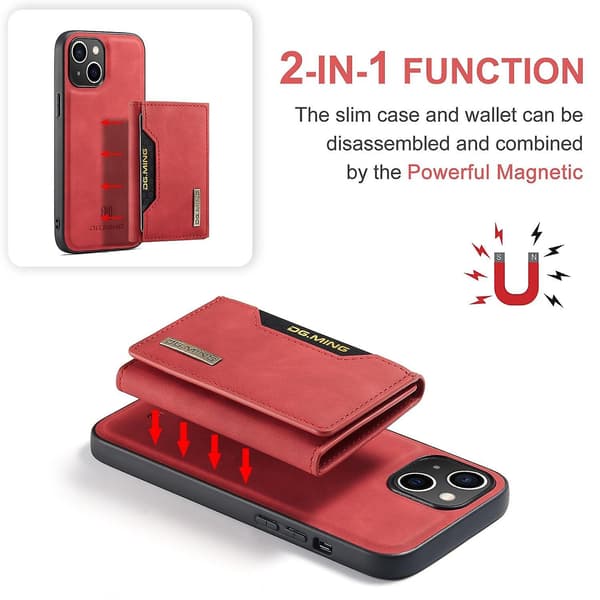 Kortväska Plånbok Case för iPhone 15 Red