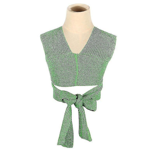 Kvinnor Kitted Väst Bandage Tröja Mode Ärmlös Crop Top Fall Solid Pullover Green