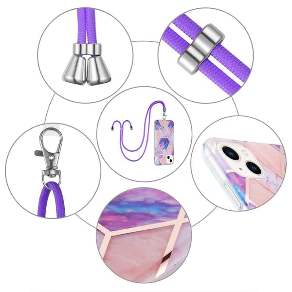 TPU- case med skarvmarmormönster för iPhone 15 Light purple